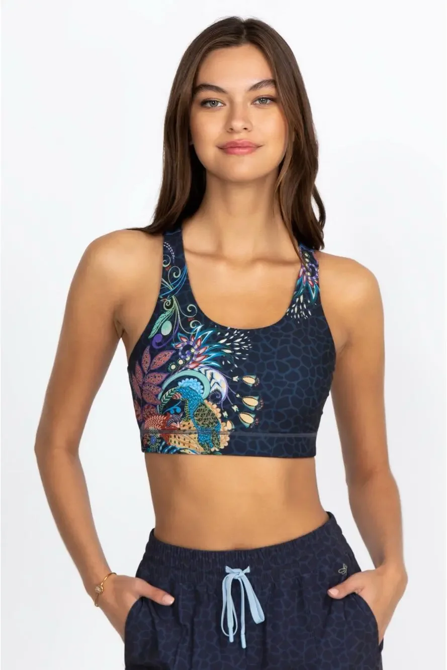 Johnny Was Active Seabrock Bee Active Racer Back Sports Bra XL EUC